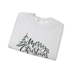 "Merry Christmas" Crewneck, Unisex Sweater, Winter Fashion, Festive Apparel, Holiday Gift, Christmas tree