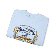 Bluebird Biscuit Co. Crewneck Sweatshirt — Vintage Bakery Logo Pullover