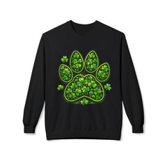 St. Patrick’s Day Shamrock Paw Sweatshirt — Lucky Clover Dog Lover Crewneck