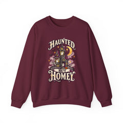 Haunted But Homey Sweatshirt — Cozy Halloween Haunted House Crewneck