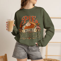 Pie Before People Crewneck Sweatshirt — Funny Thanksgiving Pie Lover Pullover - Fall Apparel