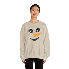 Happy Snowman Crewneck Sweatshirt | Winter Apparel, Christmas Gift, Cozy Sweater, Holiday Clothing, Carrot Nose Design