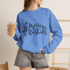 "Merry Christmas" Crewneck, Unisex Sweater, Winter Fashion, Festive Apparel, Holiday Gift, Christmas tree