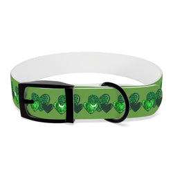 Copy of Dog Collar - Green Leprechaun Hats and Green Hearts Design