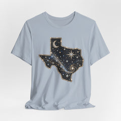 Texas Night Sky Tee — Celestial Moon & Stars State Graphic T-Shirt
