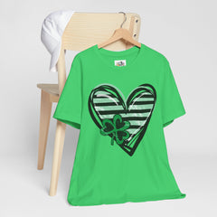 St. Patrick's Day Heart Tee - Unisex Jersey Short Sleeve Shirt with Clover Design