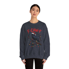 "F-CAW-F" Festive Raven Holiday Christmas Crow Crewneck Gildan Sweatshirt