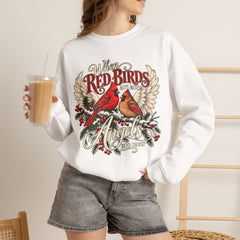 Red Birds Are Angels Crewneck Sweatshirt — Memorial Cardinal Tribute Sweater- Christmas Vibes