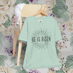 He Is Risen Unisex Short Sleeve Tee - Easter Celebration Shirt