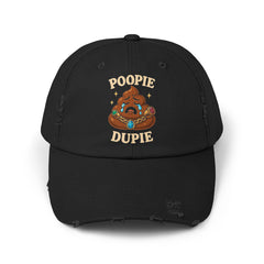 Funny Poopy Dupie Emoji Cap, Unisex Distressed Cap for Humor Lovers, Surprise Jewelry Reveal, Casual Wear, Unique Accessories, Trendy Hat