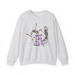 Yee Haw Skeletons Sweatshirt - Cozy Unisex Crewneck for Halloween, Fall Fashion, Casual Outfits, Gift for Cowpoke Enthusiasts, Western Style