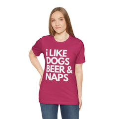 I Like Dogs Beer & Naps - Unisex Heavy Cotton Tee