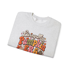 Pumpkin Era Crewneck Sweatshirt — "Living My Pumpkin Era" Fall Graphic Sweatshirt