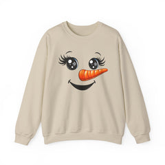 Happy Snowman Crewneck Sweatshirt | Winter Apparel, Christmas Gift, Cozy Sweater, Holiday Clothing, Carrot Nose Design