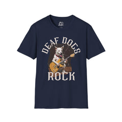 Rockstar Dog Bass Guitar Unisex T-Shirt - Deaf Dogs Definitely Rock on Electric Guitars Design