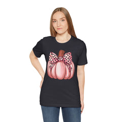 Cute Pink Pumpkin Graphic Tee for Fall, Autumn Shirt, Halloween Top, Harvest Celebration T-Shirt, Seasonal Apparel, Gift Idea