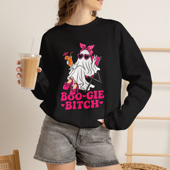 Boo-gie Bitch Ghost Crewneck Sweatshirt — Cute Retro Halloween Graphic