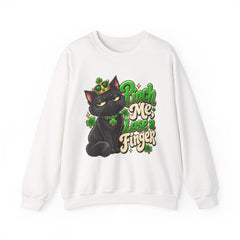 St. Patrick’s Black Cat Sweatshirt  "Pinch Me, Lose a Finger" Graphic Crewneck
