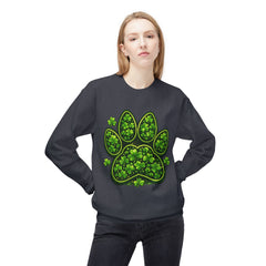 St. Patrick’s Day Shamrock Paw Sweatshirt — Lucky Clover Dog Lover Crewneck