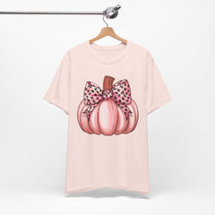 Cute Pink Pumpkin Graphic Tee for Fall, Autumn Shirt, Halloween Top, Harvest Celebration T-Shirt, Seasonal Apparel, Gift Idea