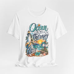 Ocean Is My Therapy T-Shirt — Beach Lighthouse Sunset Tee