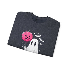 Pink Balloon Halloween Ghost Sweater | Unisex Crewneck Sweatshirt for Cozy Autumn Nights, Halloween Party, Spooky