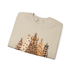 Leopard & Neutral Christmas Trees Crewneck Sweatshirt