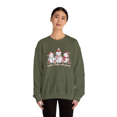 Winter is Better with Friends - Snowmen Crewneck Sweatshirt, Cozy Christmas Apparel, Holiday Festive Sweatshirt