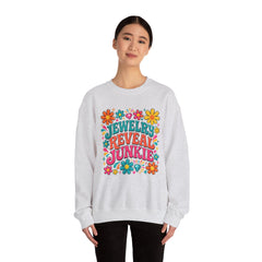Jewelry Reveal Junkie Sweatshirt by Gildan, Cozy Unisex Crewneck, Gift for Jewelry Lovers