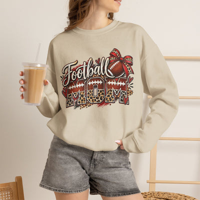 Football Mom Crewneck Sweatshirt — Leopard & Bow Team Spirit