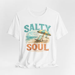 Salty Soul Beach T-Shirt — Vintage Umbrella & Chair Summer Tee