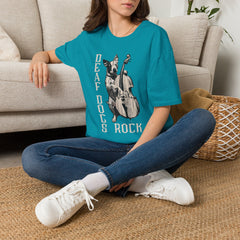 FB Rockstar Dog Unisex T-Shirt - Deaf Dogs Definitely Rock White Upright Bass Design