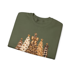 Leopard & Neutral Christmas Trees Crewneck Sweatshirt