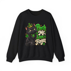 St. Patrick’s Black Cat Sweatshirt  "Pinch Me, Lose a Finger" Graphic Crewneck