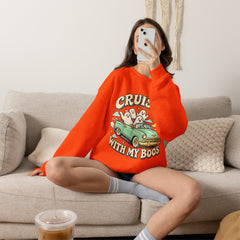 Cruisin' With My Boos Sweatshirt — Cute Ghost Halloween Crewneck