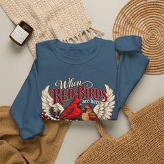 Red Birds Are Angels Crewneck Sweatshirt — Memorial Cardinal Tribute Sweater- Christmas Vibes