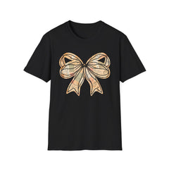 Vintage Newspaper Print Pen & Ink Bow T-Shirt