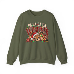 'Fa La La La Whatever' Cute Sleepy Reindeer Christmas Sweatshirt