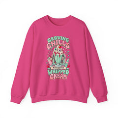 Halloween Sweatshirt — "Serving Chills with Extra Whipped Cream" Retro Ice Cream Graphic - BP