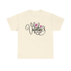 Valentine Script Tee — Romantic Hearts Graphic T-Shirt