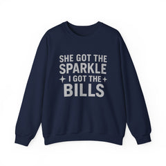 Funny He Gets the Bills & She Gets the Sparkle Unisex Sweatshirt by Gildan