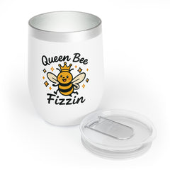 Queen Bee Fizzin Wine Tumbler - Funny Quote Travel Mug, Gifts for Wine Lovers Queen Bee Fizzin, Spring Celebrations