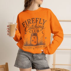 Firefly Catching Club Sweatshirt — Vintage Mason Jar Summer Nights Crewneck - Southern Heritage