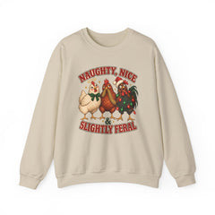 "Naughty, Nice & Slightly Feral" Holiday Christmas Crewneck Sweatshirt