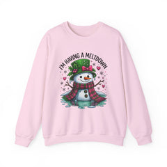 "I'm Having a Meltdown" Beautiful Melting Snowman Christmas Gildan Crewneck