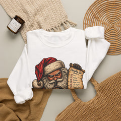 Santa Saw Everything Crewneck Sweatshirt — Vintage Naughty or Nice Christmas Sweater