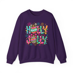 Holly Jolly Crewneck Gildan Sweatshirt — Colorful Christmas Ornament Holiday Sweater