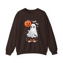 Orange Balloon Halloween Ghost Sweater | Unisex Crewneck Sweatshirt for Cozy Autumn Nights, Halloween Party, Spooky