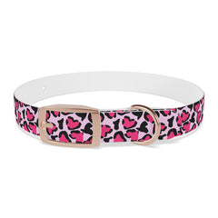 Dog Collar- Pink Leopard Print Hearts