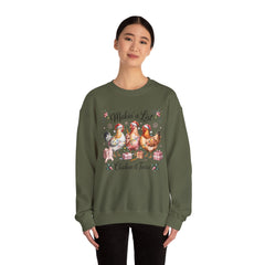 "Makin' a List, Chicken It Twice" Christmas Chicken Crewneck Gildan Sweatshirt